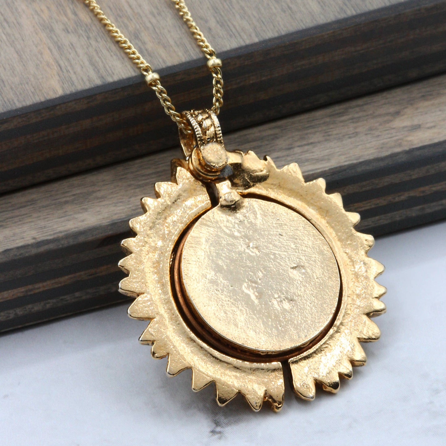 Sunflower & Hummingbird Layered Coin Necklace